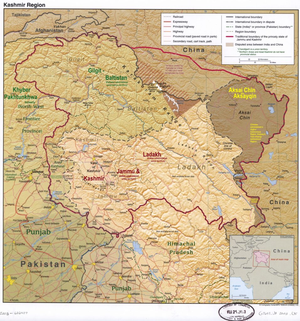 Map of Kashmir region